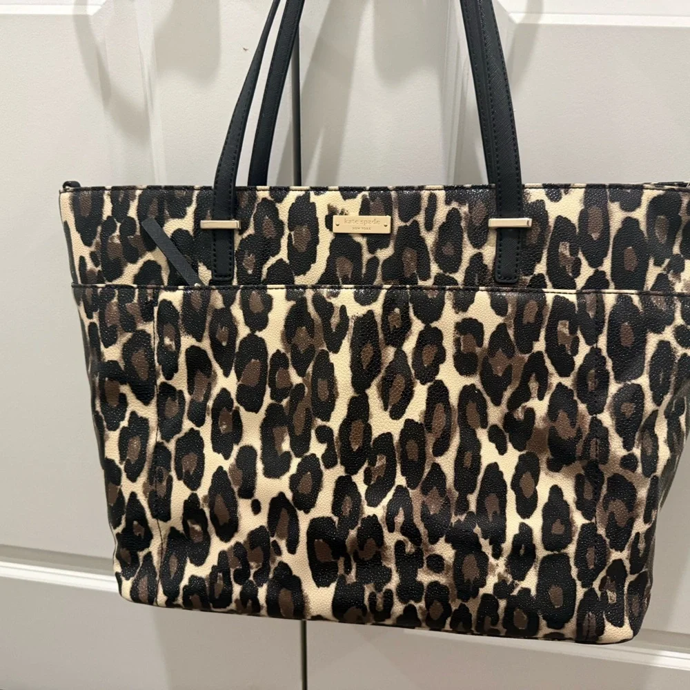 Kate Spade Leopard Print Tote Bag with Sturdy Black Straps